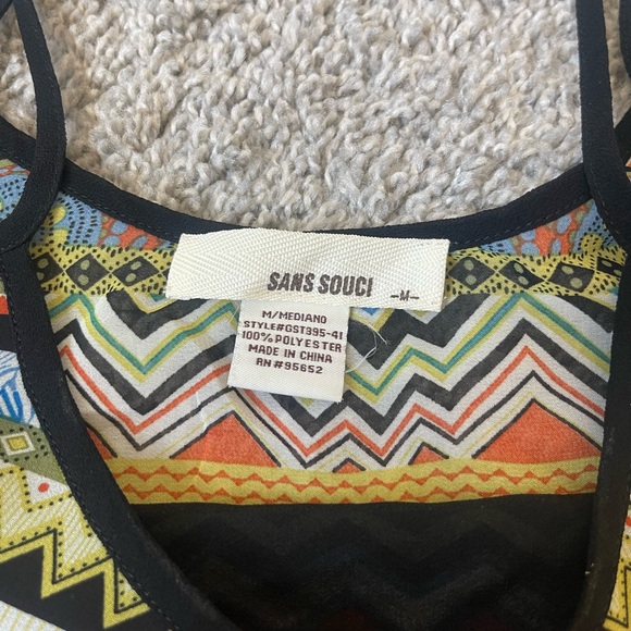 Sans Souci Print Flowy Crop Tank Top | Size M | 100% Polyester - Picture 2 of 4